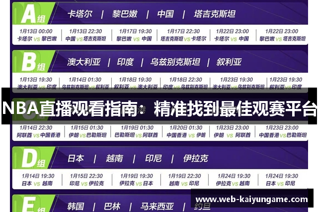 NBA直播观看指南：精准找到最佳观赛平台